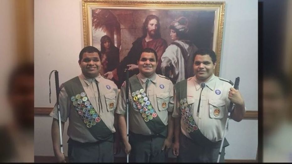 Leo, Nick and Steven Cantos Alexandria, Virginia are three triplets who are blind have been named Eagle Scouts —  the first time in the 107-year history of the Boy Scouts.
