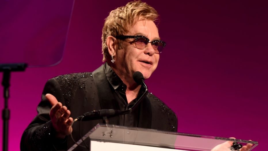 NEW YORK, NY - OCTOBER 28:  Founder Sir Elton John speaks on stage at the Elton John AIDS Foundation's 13th Annual An Enduring Vision Benefit at Cipriani Wall Street on October 28, 2014 in New York City.  (Photo by Larry Busacca/Getty Images)