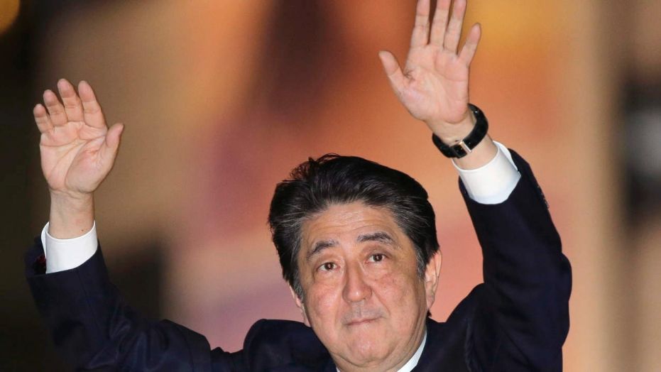 Oct. 18, 2017: Japan's Prime Minister and President of the ruling Liberal Democratic Party Shinzo Abe waves to the crowd in support for his party's candidate during an election campaign for the upcoming lower house election in Tokyo.