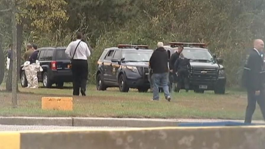 Law enforcement authorities descend on marsh where human remains were found.