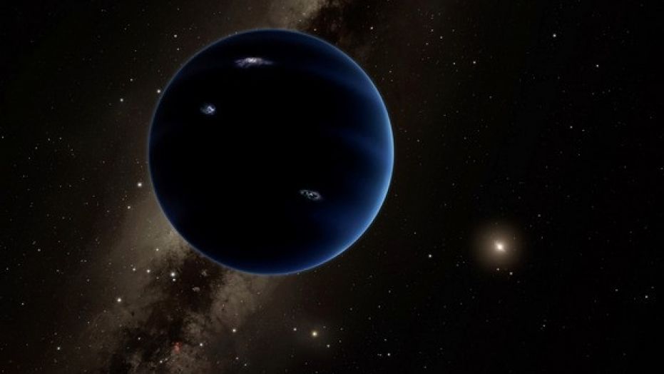 Artist’s illustration of “Planet Nine,” a hypothesized world about 10 times more massive than Earth that may orbit far beyond Pluto.