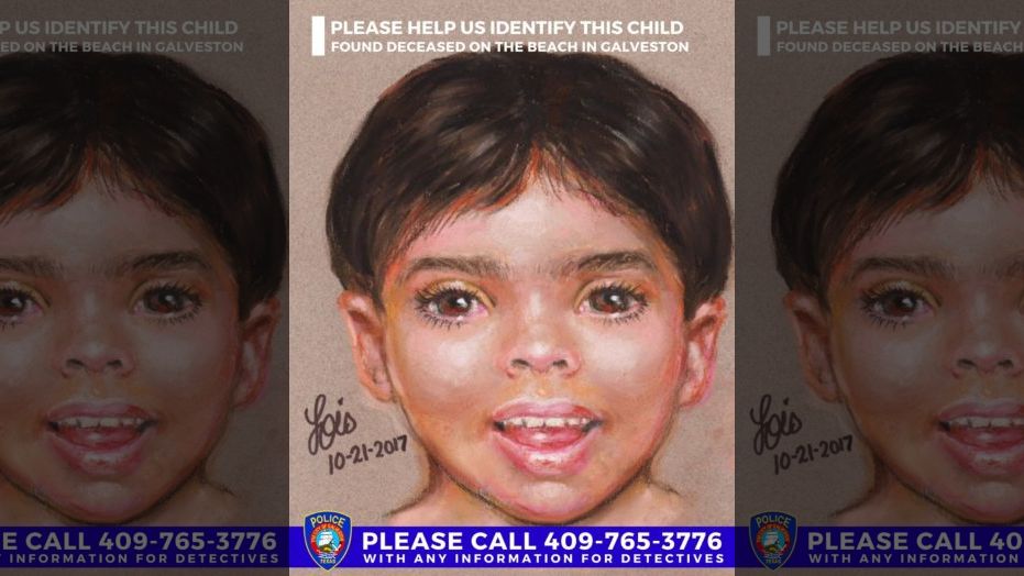 The Galveston Police Department released a sketch of a young boy whose body was found on a Galveston beach on Friday.