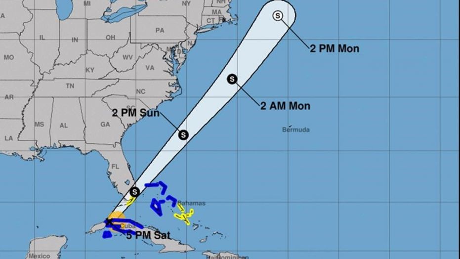 This map shows the track of Tropical Storm Philippe.
