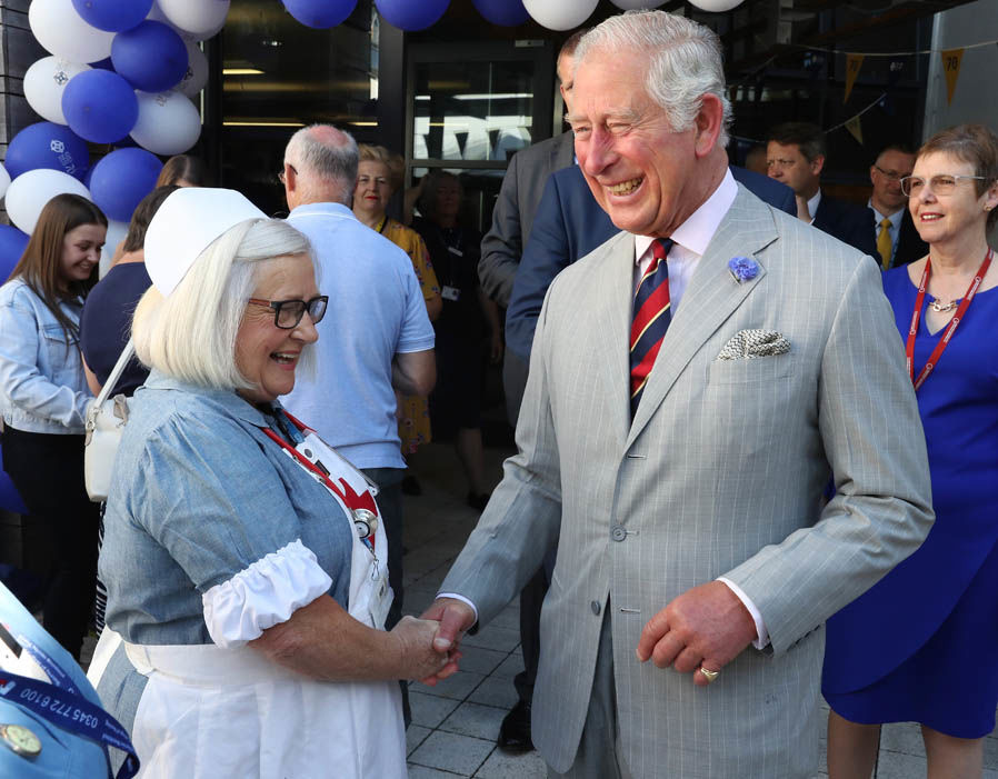 The Prince of Wales meets hospital staff as he visits Ysbyty Aneurin Bevan