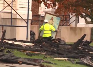 Jesus painting survives fire that decimated historic church Jesus painting survives fire that decimated historic church