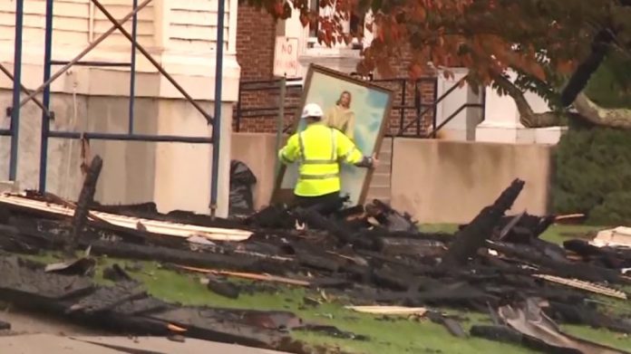 Jesus painting survives fire that decimated historic church