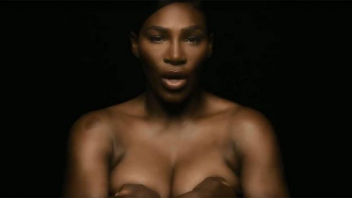 Serena Williams goes topless for breast cancer awareness (Video)