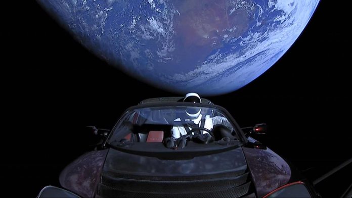Starman Roadster past Mars: officially a long, long way from home