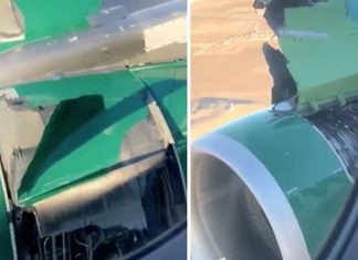 Plane’s engine appears to fall apart mid-air (Watch) Plane's engine appears to fall apart mid-air (Picture)