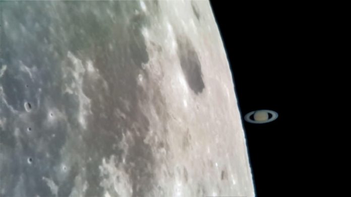 A South African recorded Saturn 'touching' the moon with his smartphone
