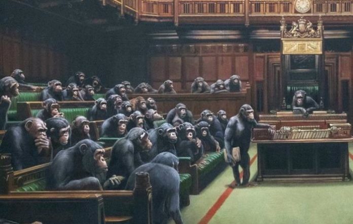 Banksy artwork depicting MPs as chimps up for auction