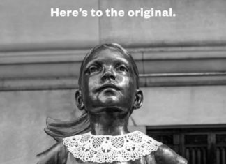 Fearless Girl statue gets lace collar to honour Supreme Court judge Ruth Bader Ginsburg (Picture) Fearless Girl statue gets lace collar to honour Supreme Court judge Ruth Bader Ginsburg (Picture)