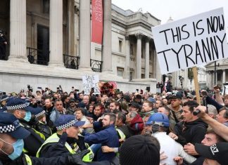 Thousands gathered in central London today in protest, Report Thousands gathered in central London today in protest, Report