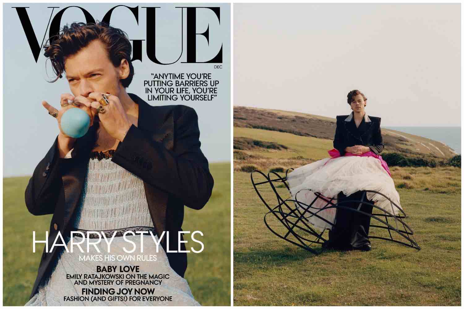 Harry Styles Wore A Gucci Dress On Vogue December Cover Watch Star Mag 