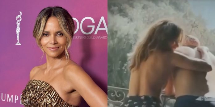 Actress Halle Berry dances topless in Valentine's Day video