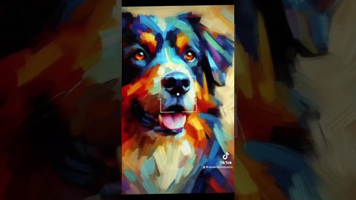 Create a portrait of a dog in a bold impressionistic painted style